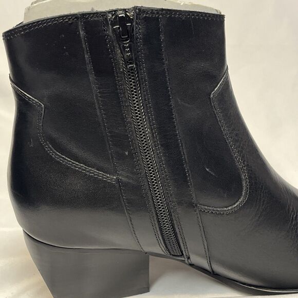 Seychelles Black Leather Booties Size 8 Heel Zippered Los Angeles - Picture 10 of 11